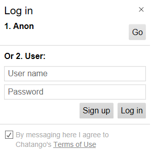 Chatango Set Name or Login