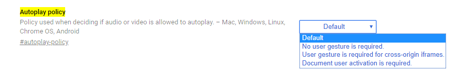 Autoplay Policy options